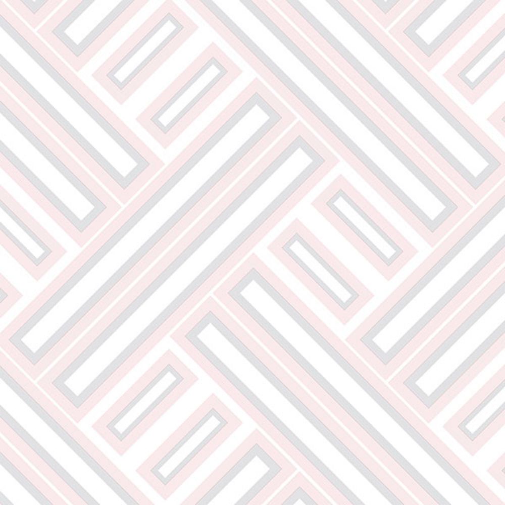 Patton Wallcoverings GX37601 GeometriX Rectangles Wallpaper in Pink, Rose, Silver, Metallic Silver